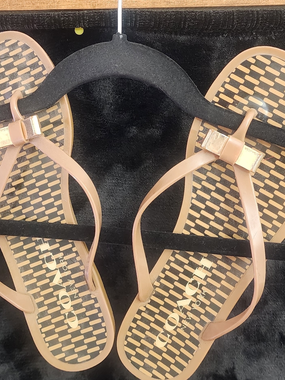 Coach Natasha Nude Tan Jelly Bow Flip Flop Sandals